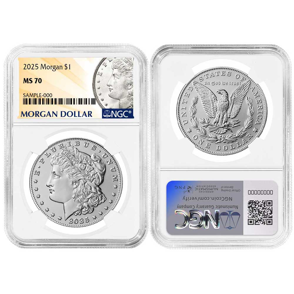 2025 $1 Morgan and Peace Silver Dollar 2pc Set NGC MS70 Morgan
