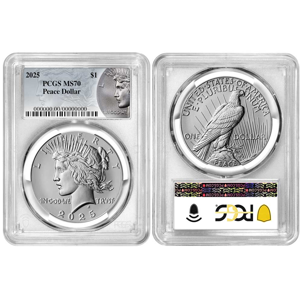 2025 $1 Morgan and Peace Silver Dollar 2pc Set PCGS MS70 Morgan
