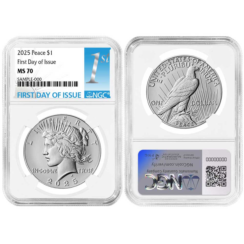 2025 $1 Morgan and Peace Silver Dollar 2pc Set NGC MS70 FDI First