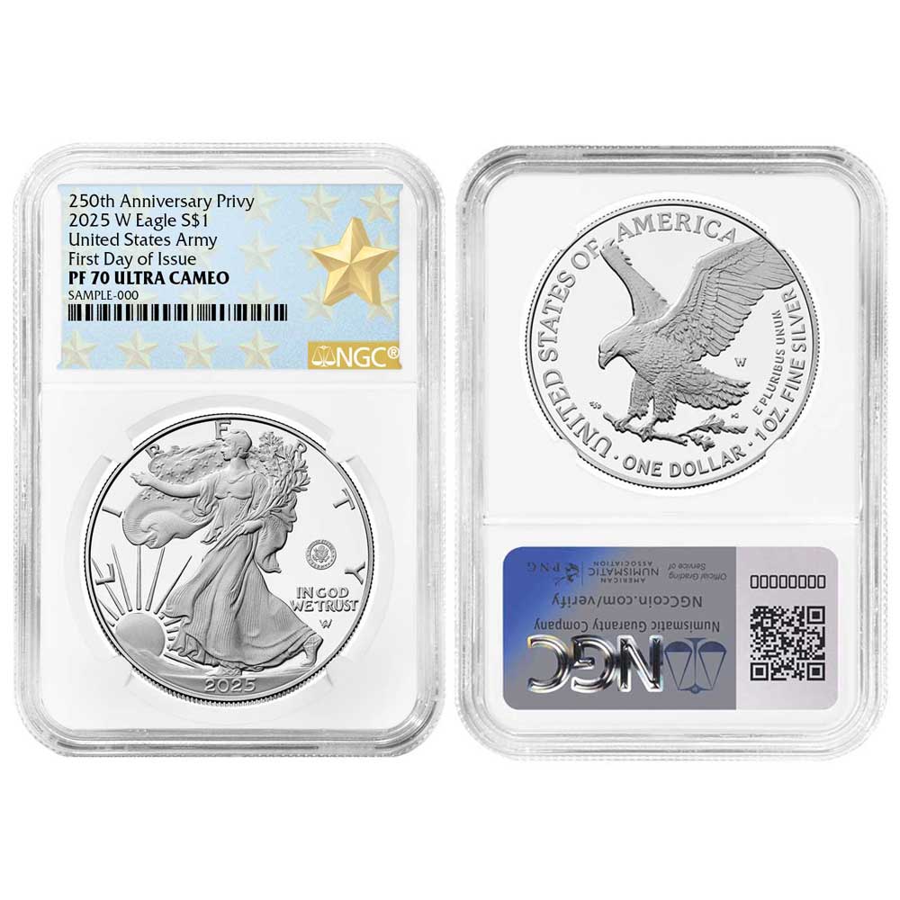 2025-W Proof $1 American Silver Eagle Army Privy NGC PF70UC FDI