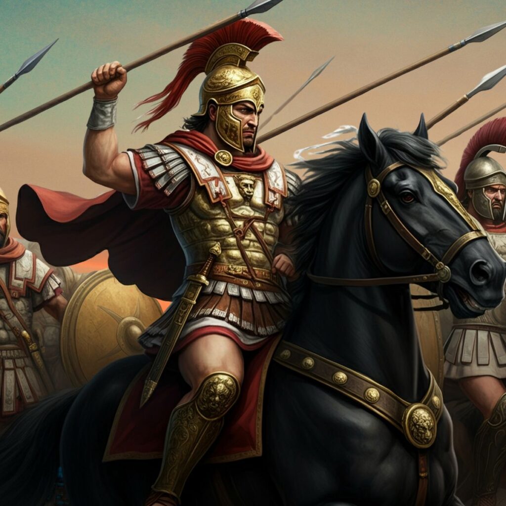 Alexander the Great on horse back.