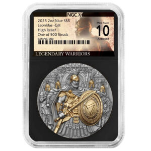 2025 Leonidas 2 oz High Relief Silver Antiqued & Gold Gilded