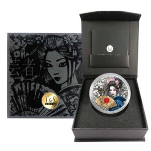 2025 Geisha 2 oz Antiqued Silver Coin By T&S Coin Mintage of 500