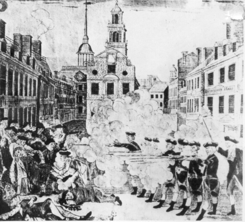  A depiction of The Boston Massacre leading to the Revolutionary War