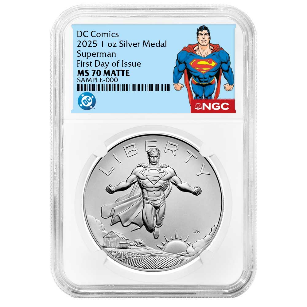 2025 Superman DC Comics 1 oz Silver Medal NGC MS70 FDI Superman