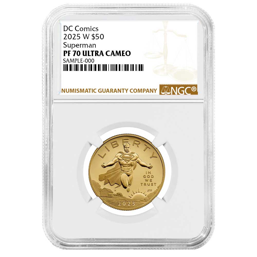 2025-W Proof $50 Superman DC Comics 1/2 oz Gold Coin NGC PF70UC Brown Label  - Pinehurst Coins