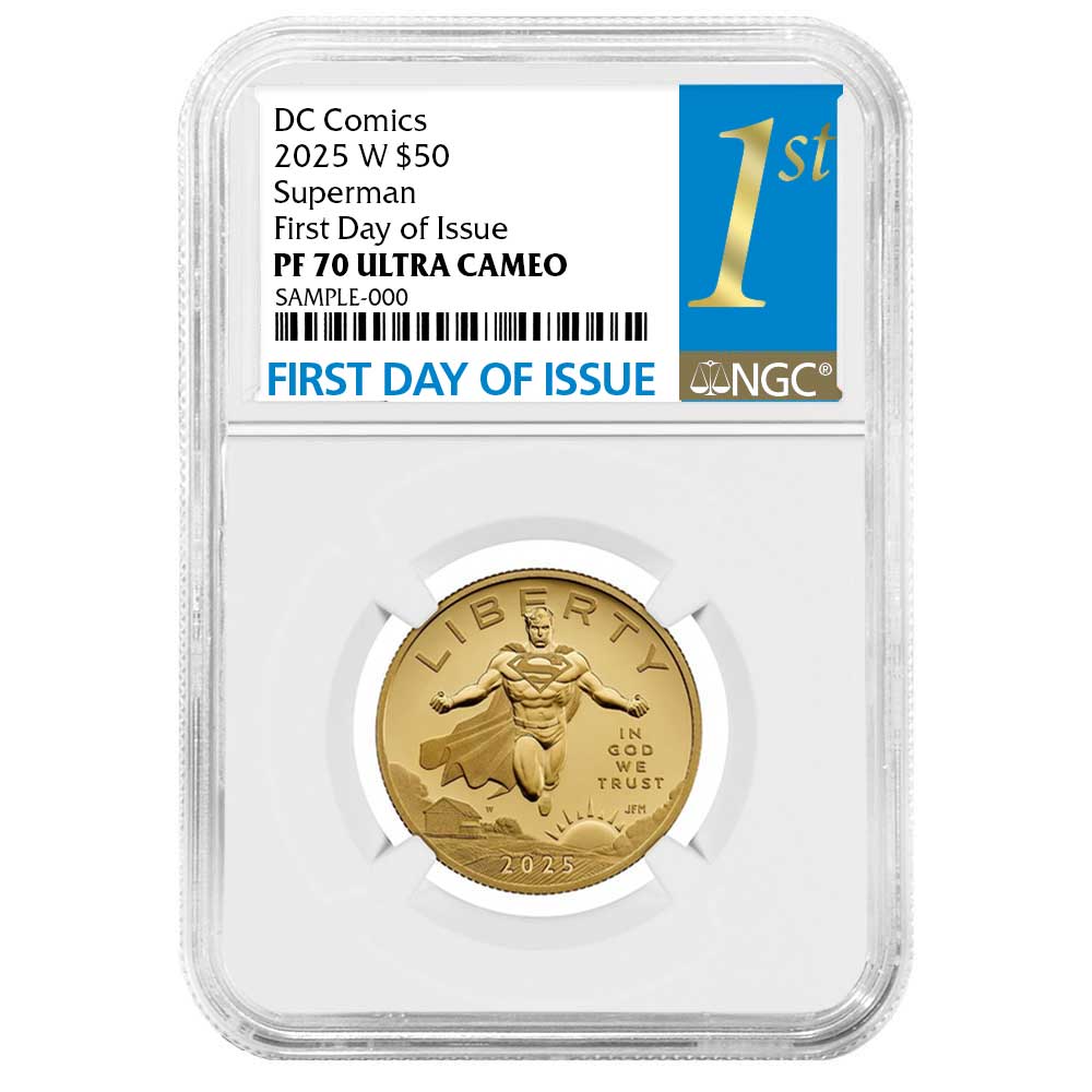 2025-W Proof $50 Superman DC Comics 1/2 oz Gold Coin - Pinehurst Coins