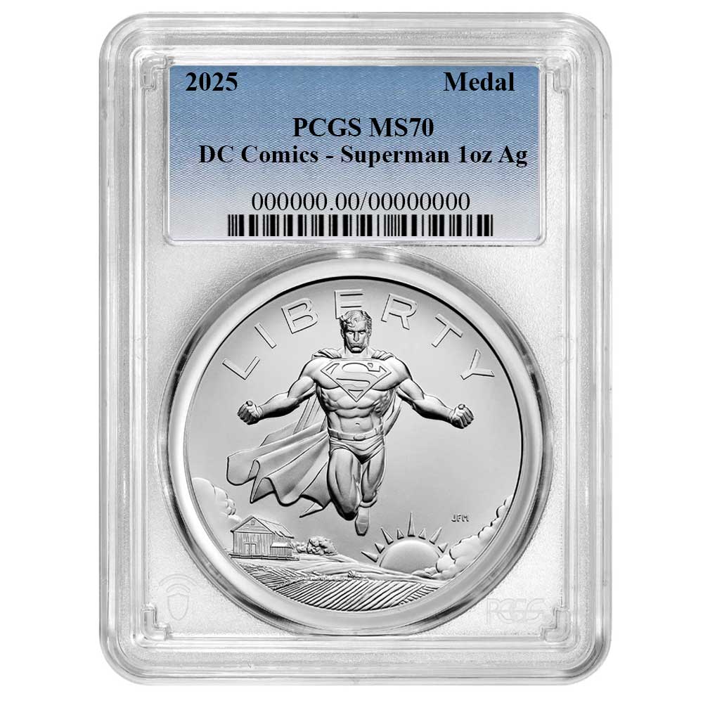 2025 Superman DC Comics 1 oz Silver Medal PCGS MS70 Blue Label