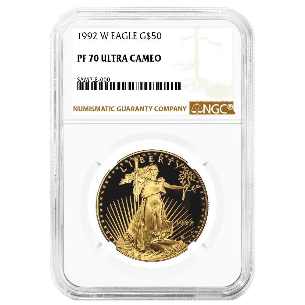 1992-W Proof $50 American Gold Eagle 1 oz NGC PF70UC