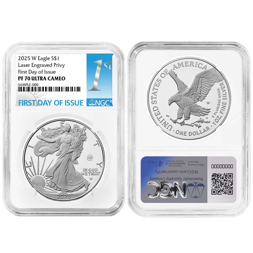 2025-W Proof $1 American Silver Eagle Laser Beam Privy - Pinehurst