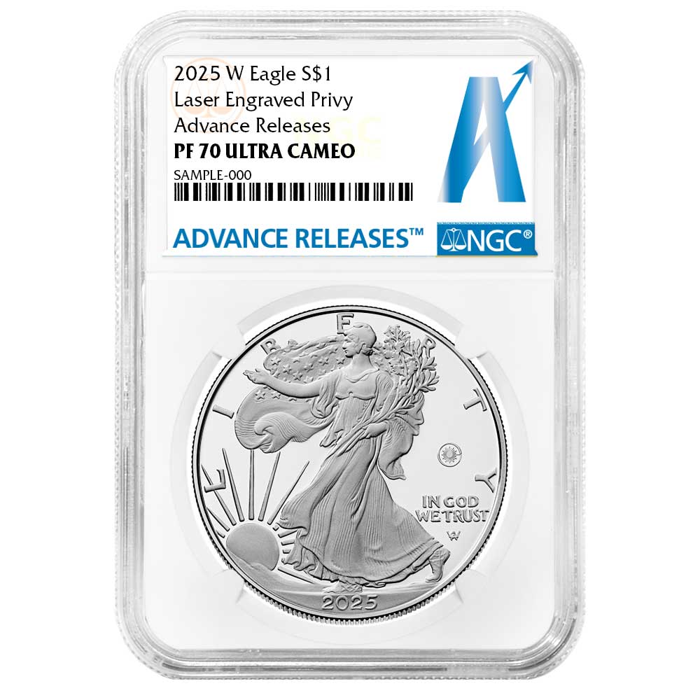 2025-W Proof $1 American Silver Eagle Laser Beam Privy - Pinehurst