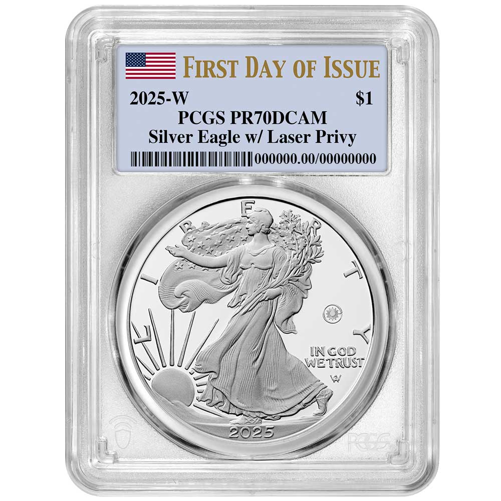 2025-W Proof $1 American Silver Eagle Laser Beam Privy - Pinehurst Coins