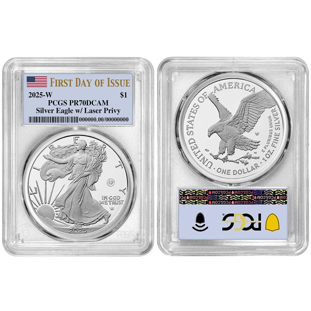 2025-W Proof $1 American Silver Eagle Laser Beam Privy - Pinehurst