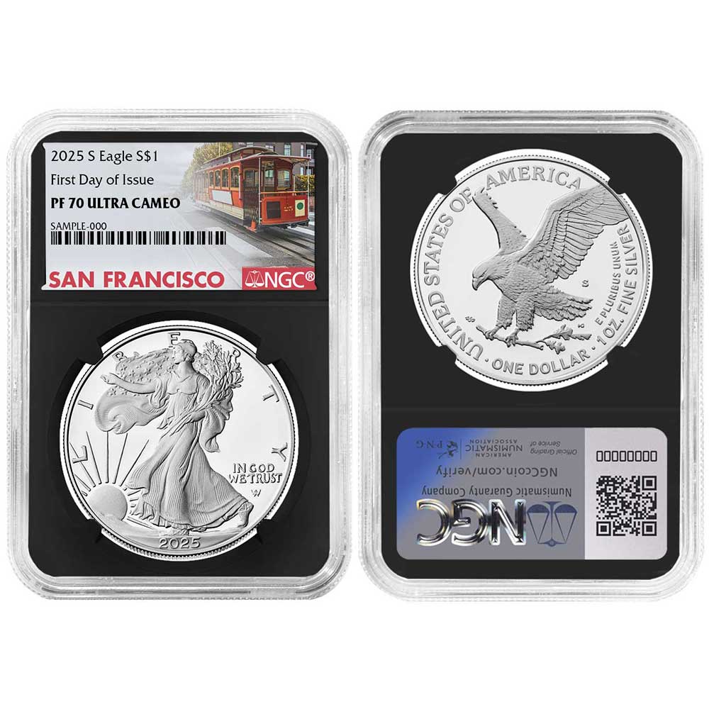 2025-S Proof $1 American Silver Eagle NGC PF70UC FDI Trolley Label