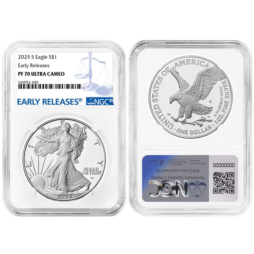 2025-S Proof $1 American Silver Eagle NGC PF70UC ER Blue Label | eBay