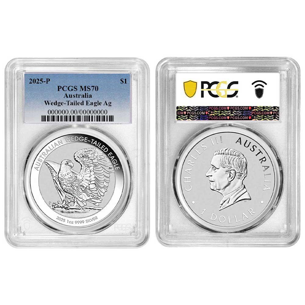 2025 $1 Australian Silver Wedge Tailed Eagle PCGS MS70 Blue Label