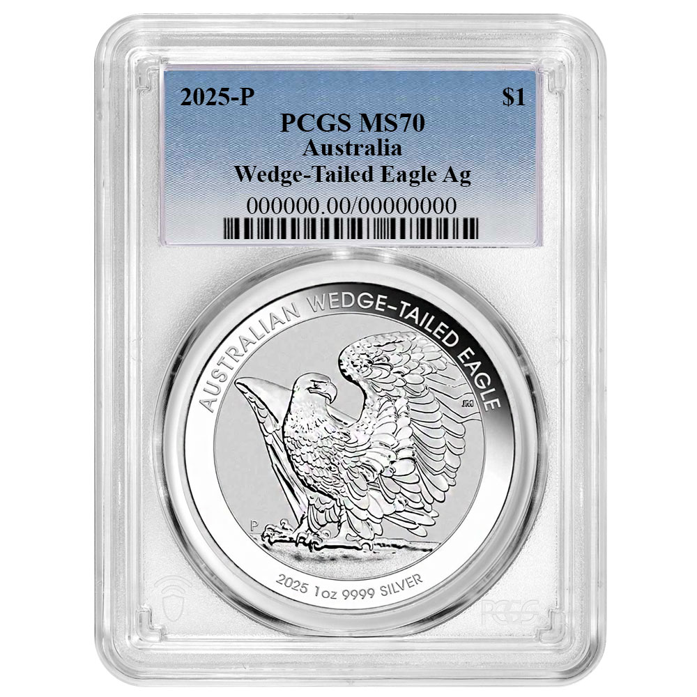 2025 $1 Australian Silver Wedge Tailed Eagle PCGS MS70 Blue Label