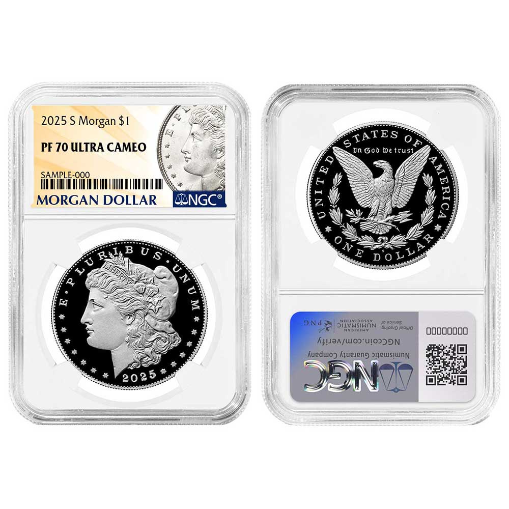 2025-S Proof $1 Morgan and Peace Silver Dollar 2pc Set NGC PF70UC