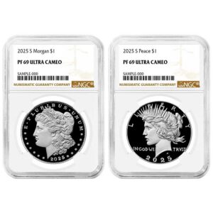 Presale - 2025-S Proof $1 Morgan and Peace Silver Dollar 2pc Set NGC PF69UC Brown Label