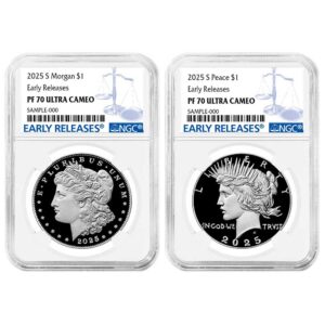 2025-S Proof $1 Morgan and Peace Silver Dollar 2pc Set