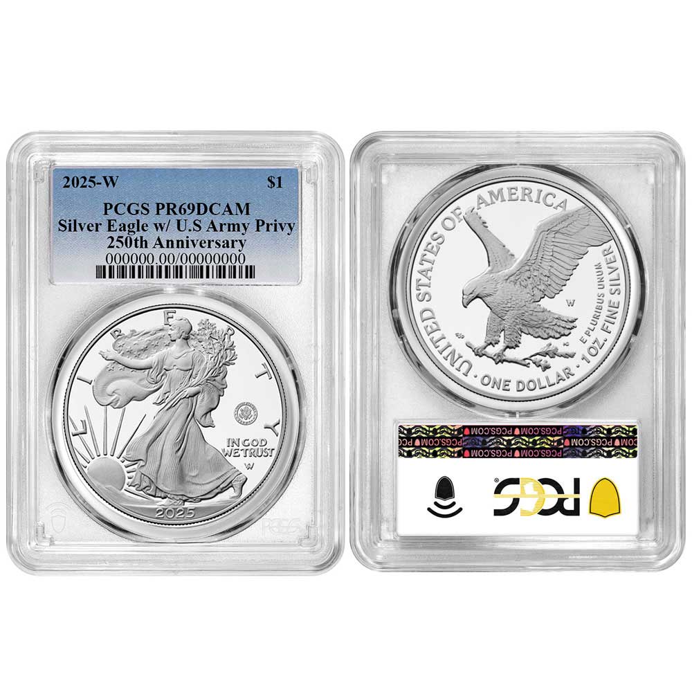 2025-W Proof $1 American Silver Eagle Army Privy PCGS PR69DCAM