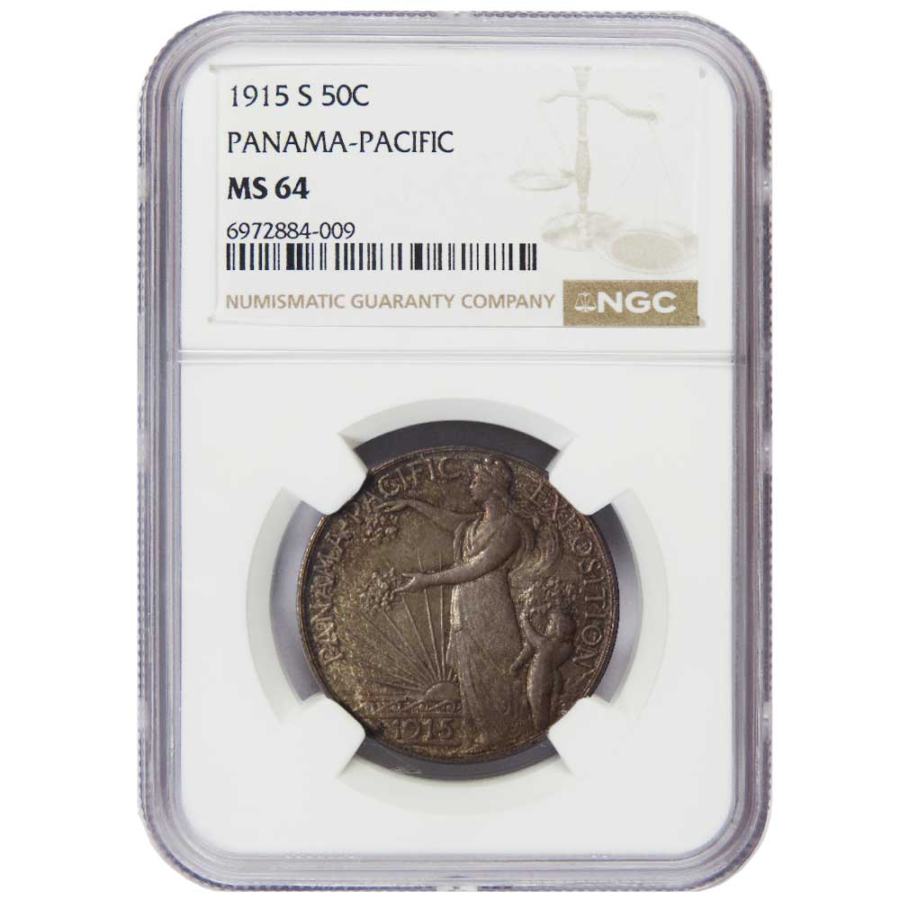 1915-S 50c Pan-Pacific Commemorative Half Dollar NGC MS64 Toned