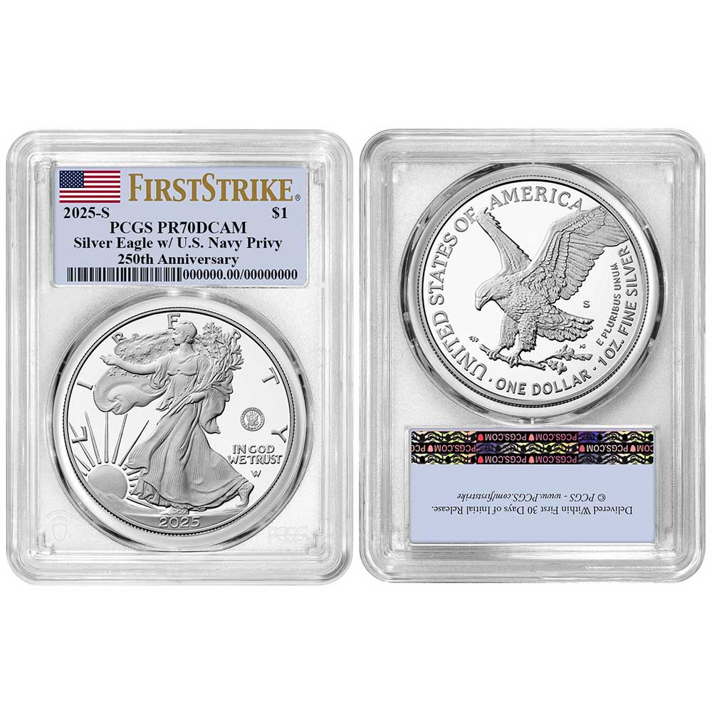 2025-S Proof $1 American Silver Eagle Navy Privy PCGS PR70DCAM FS