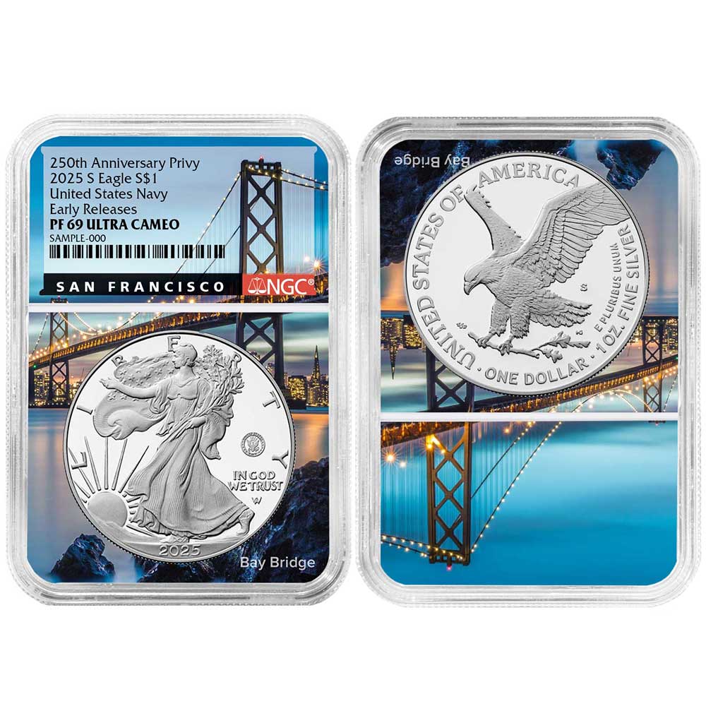 2025-S Proof $1 American Silver Eagle Navy Privy NGC PF69UC ER San