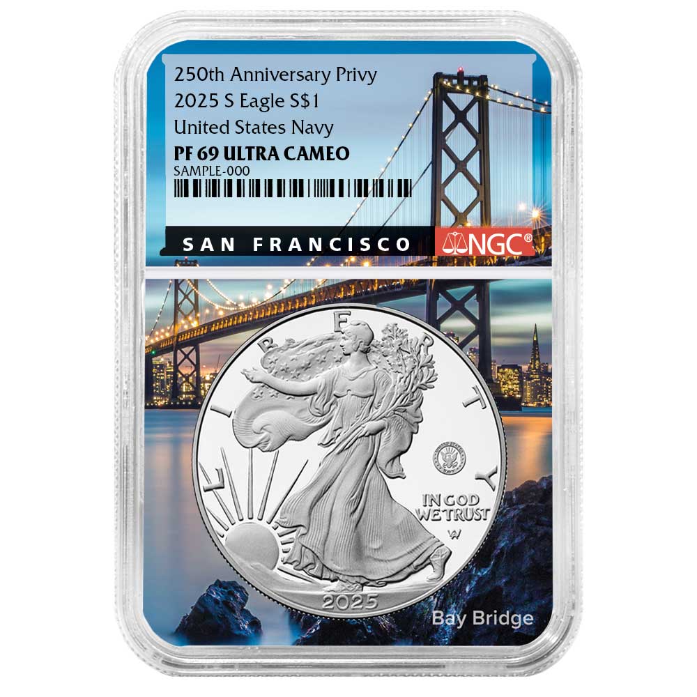 2025-S Proof $1 American Silver Eagle Navy Privy NGC PF69UC San