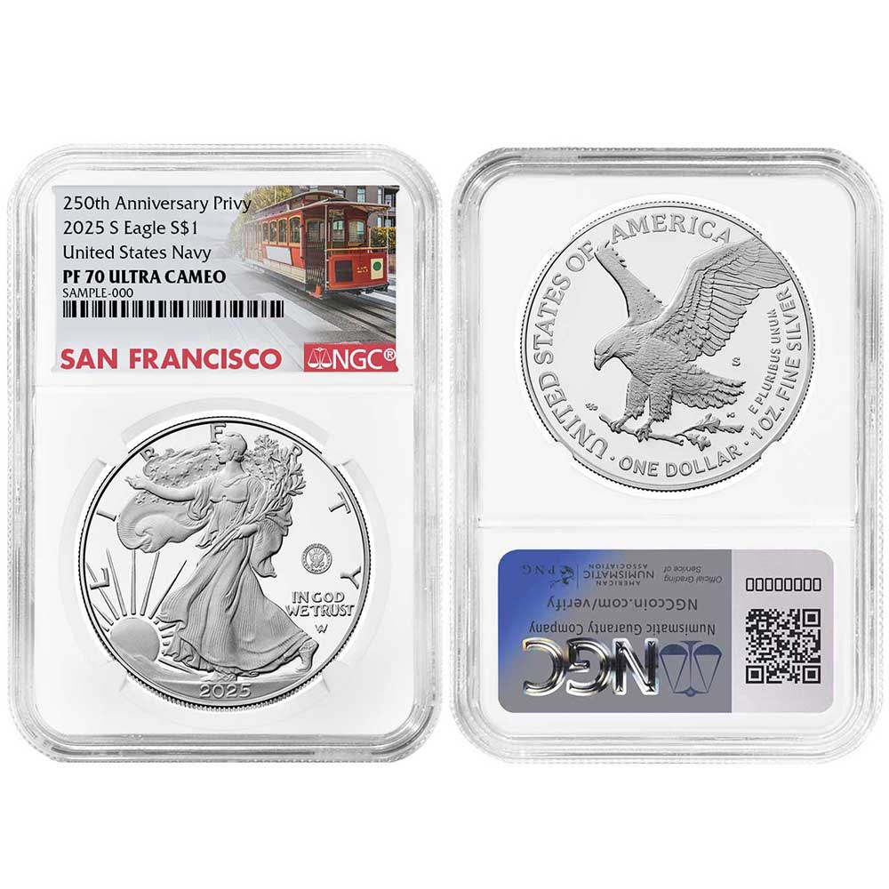 2025-S Proof $1 American Silver Eagle Navy Privy NGC PF70UC
