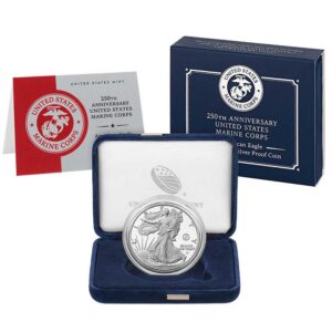 2025-P Proof $1 American Silver Eagle Marine Corps Privy Box & COA 250th Anniversary
