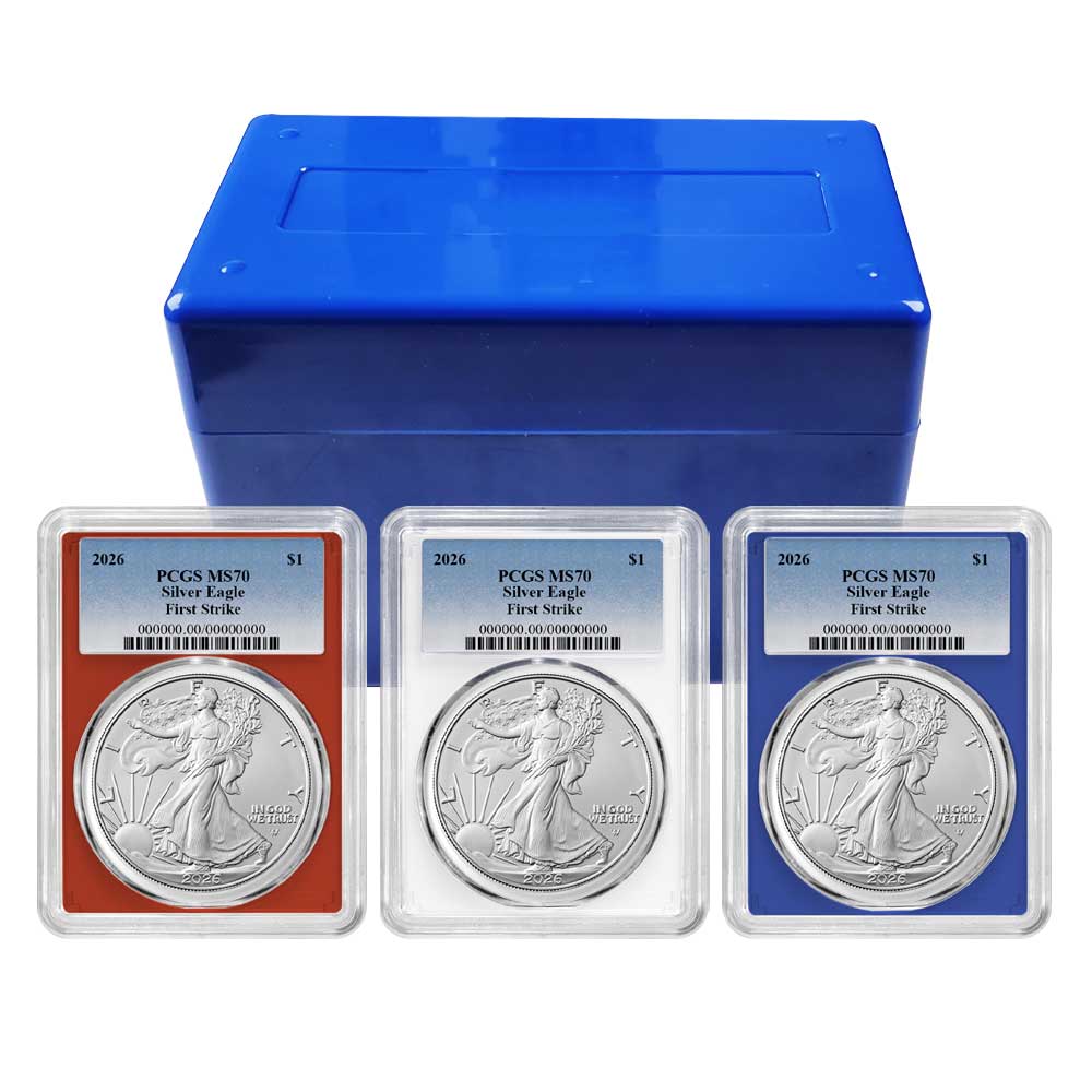 2026 $1 American Silver Eagle 3pc Set PCGS MS70 FS Blue Label Red