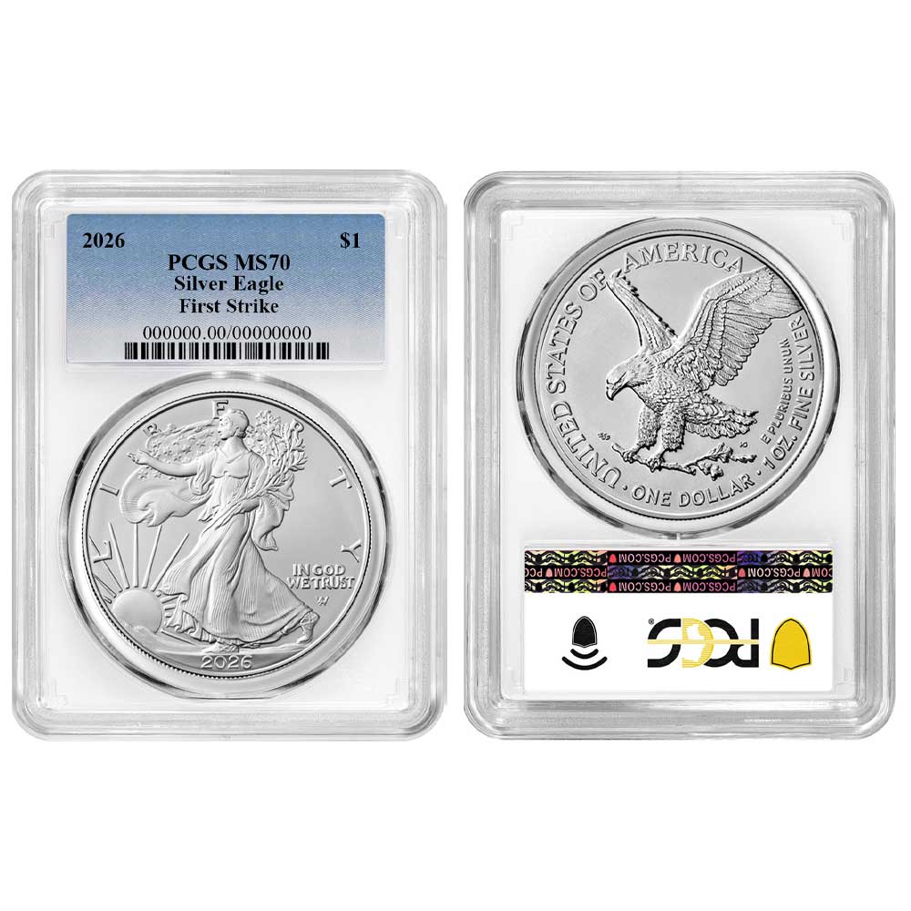 Presale - 2026 $1 American Silver Eagle 3pc Set PCGS MS70 FS Blue