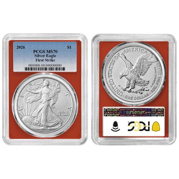 PCGS MS70シルバーイーグル銀貨　3枚セット　silver eagle 2026 $1 American Silver Eagle 3pc Set PCGS MS70 FS Blue Label Red