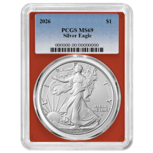 2026 $1 American Silver Eagle PCGS MS69 Blue Label Red Frame