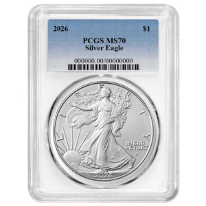2026 $1 American Silver Eagle PCGS MS70 Blue Label White Frame