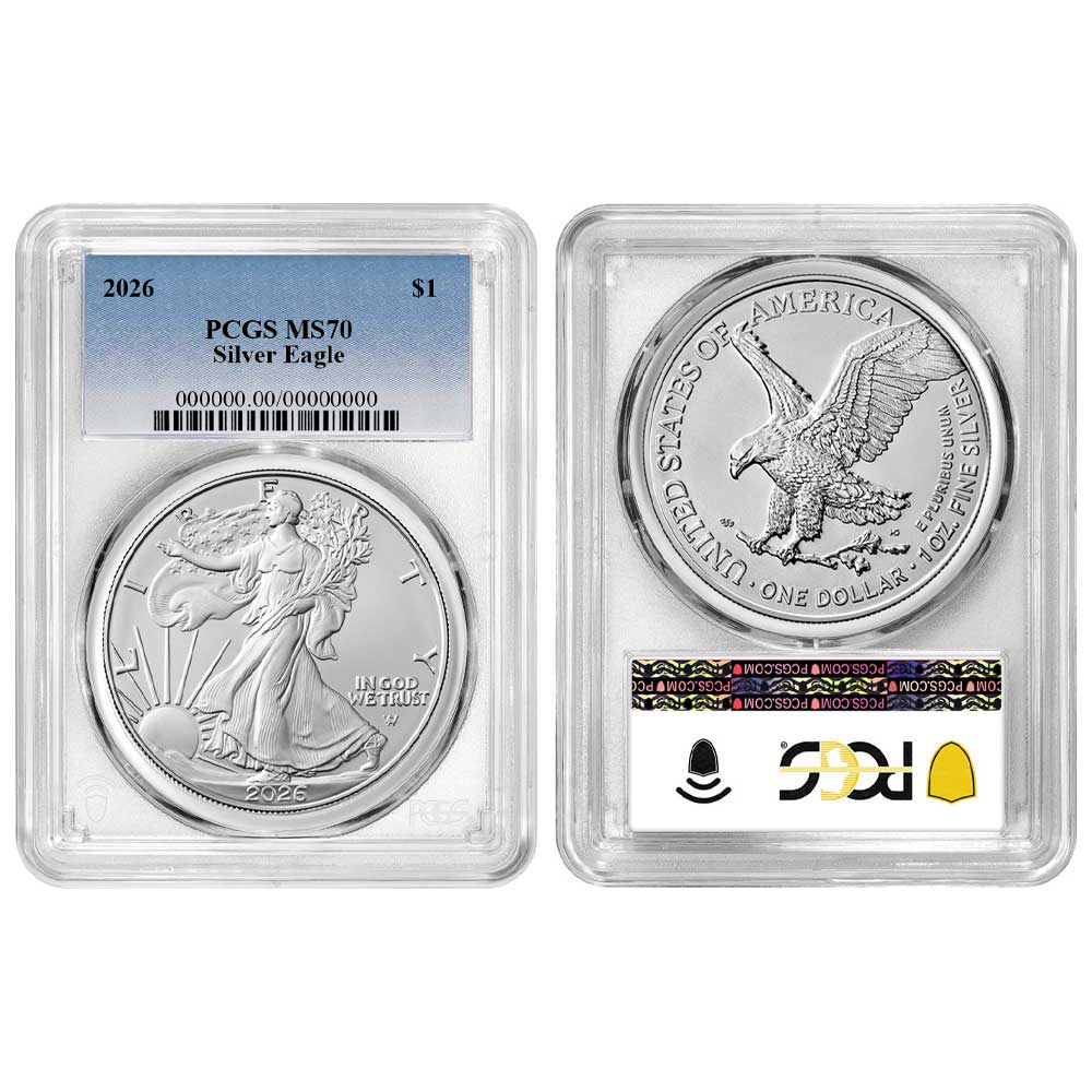 【新品】Eagleシルバーイーグル銀貨2022-W PCGS MS70 Blue 2022 (W) $1 American Silver Eagle PCGS MS70 FS Trump 45th