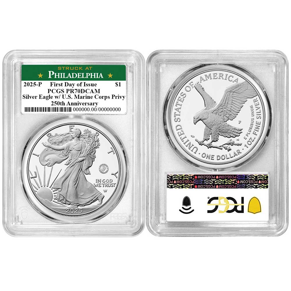 2025-P Proof $1 American Silver Eagle Marine Corps Privy PCGS