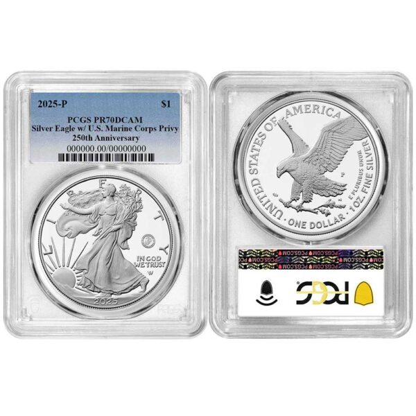 2025-P Proof $1 American Silver Eagle Marine Corps Privy PCGS