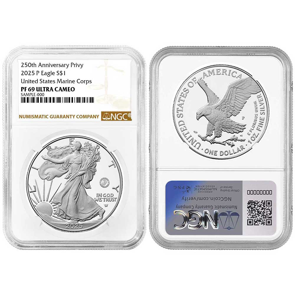 2025-P Proof $1 American Silver Eagle Marine Corps Privy NGC
