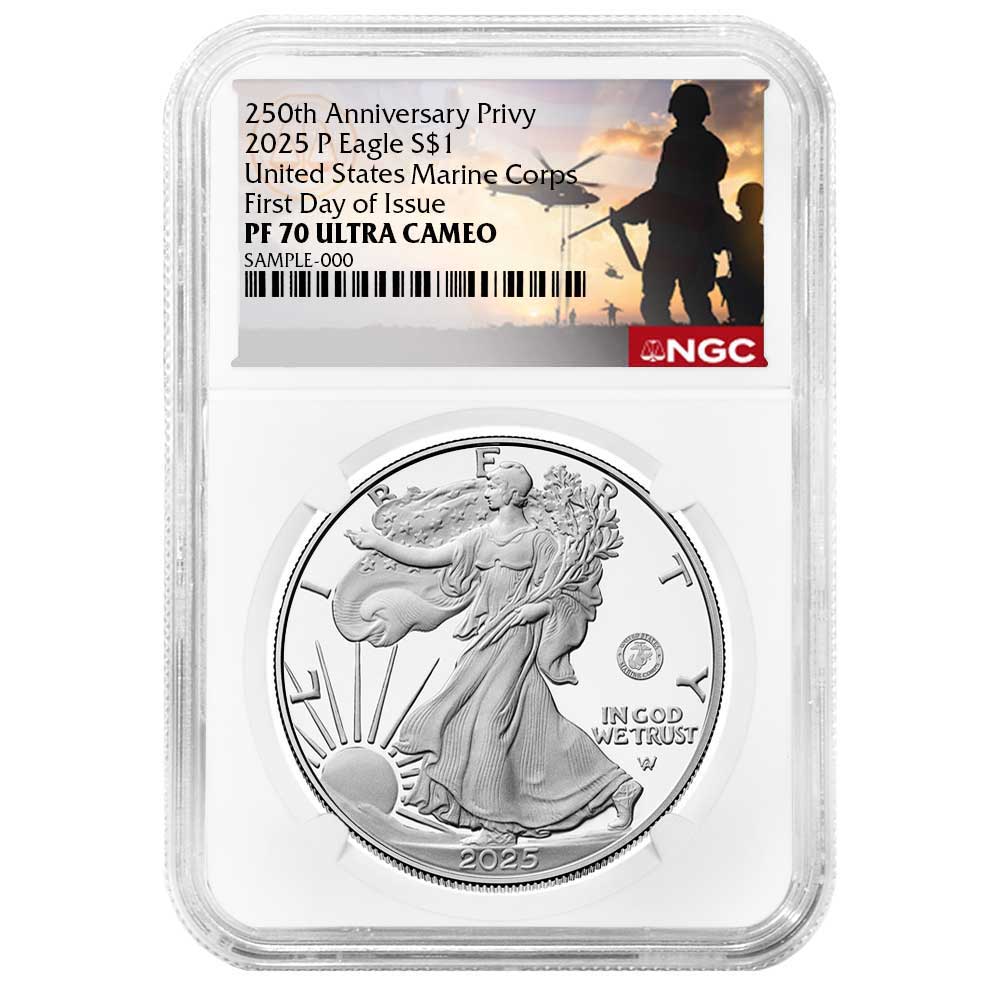 2025-P Proof $1 American Silver Eagle Marine Corps Privy NGC