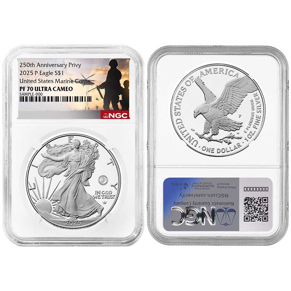 2025-P Proof $1 American Silver Eagle Marine Corps Privy NGC