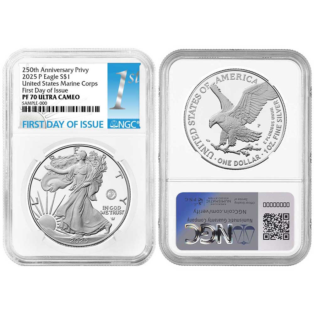 2025-P Proof $1 American Silver Eagle Marine Corps Privy NGC