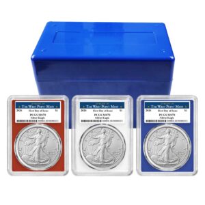 2026 $1 American Silver Eagle 3pc Set PCGS MS70 FDOI West Point Label Red White Blue