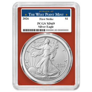 2026 $1 American Silver Eagle PCGS MS69 FS West Point Label Red Frame