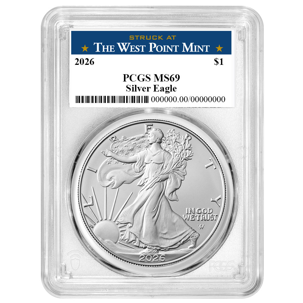 2026 $1 American Silver Eagle PCGS MS69 West Point Label