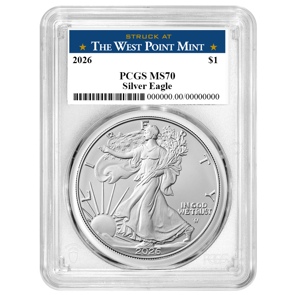 2026 $1 American Silver Eagle PCGS MS70 West Point Label