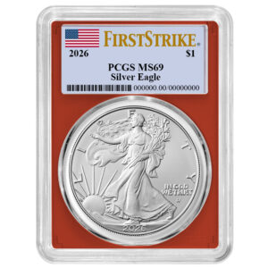 2026 $1 American Silver Eagle PCGS MS69 FS Flag Label Red Frame
