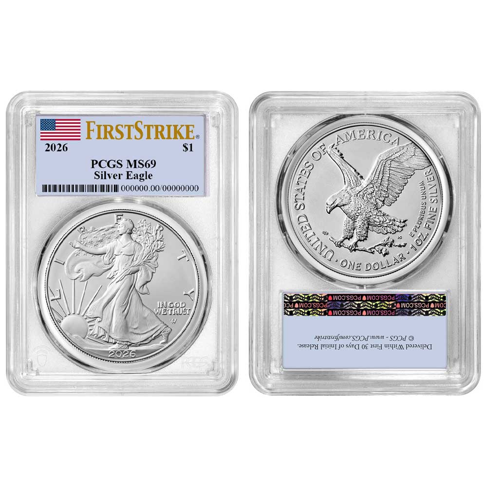2026 $1 American Silver Eagle PCGS MS69 FS Flag Label - Pinehurst