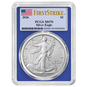 2026 $1 American Silver Eagle PCGS MS70 FS Flag Label Blue Frame